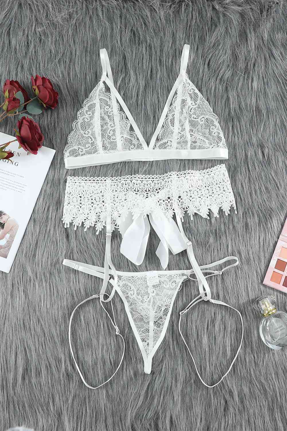 Lace Lingerie Three-Piece Set