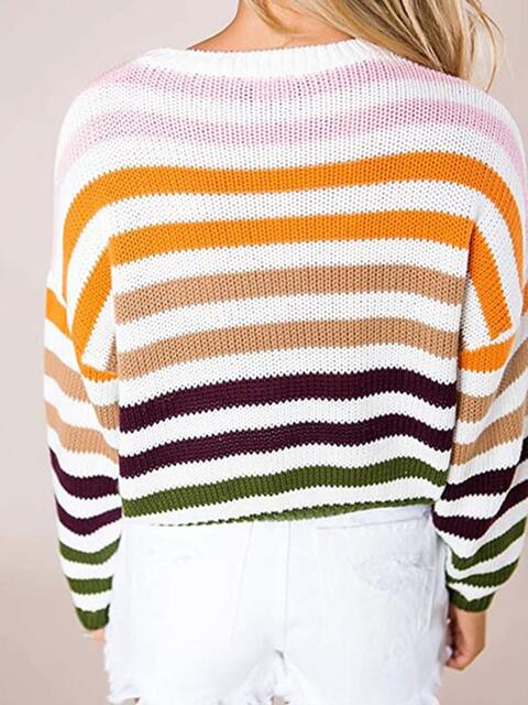 Striped Round Neck Knit Top