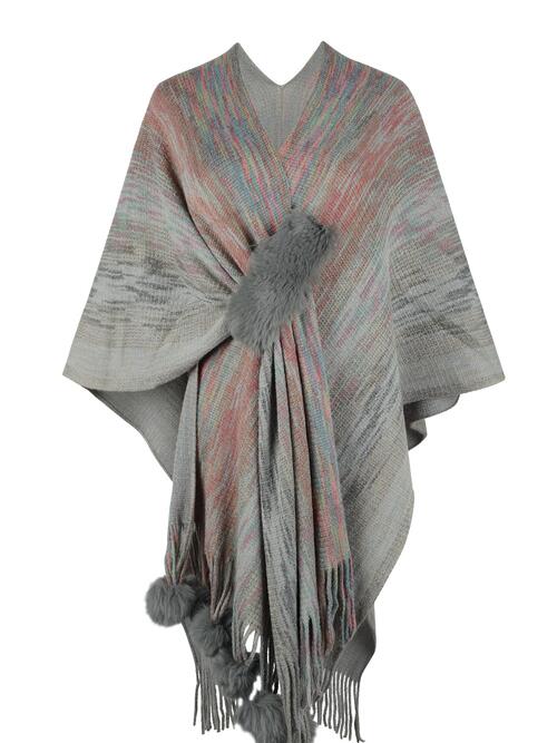 Heathered Fringe Hem Poncho